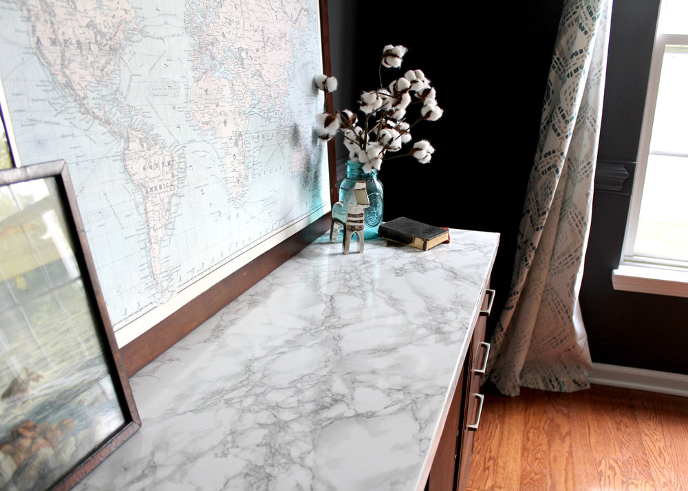 Faux Marble Contact Paper Tabletop, Faux Marble Tabletop