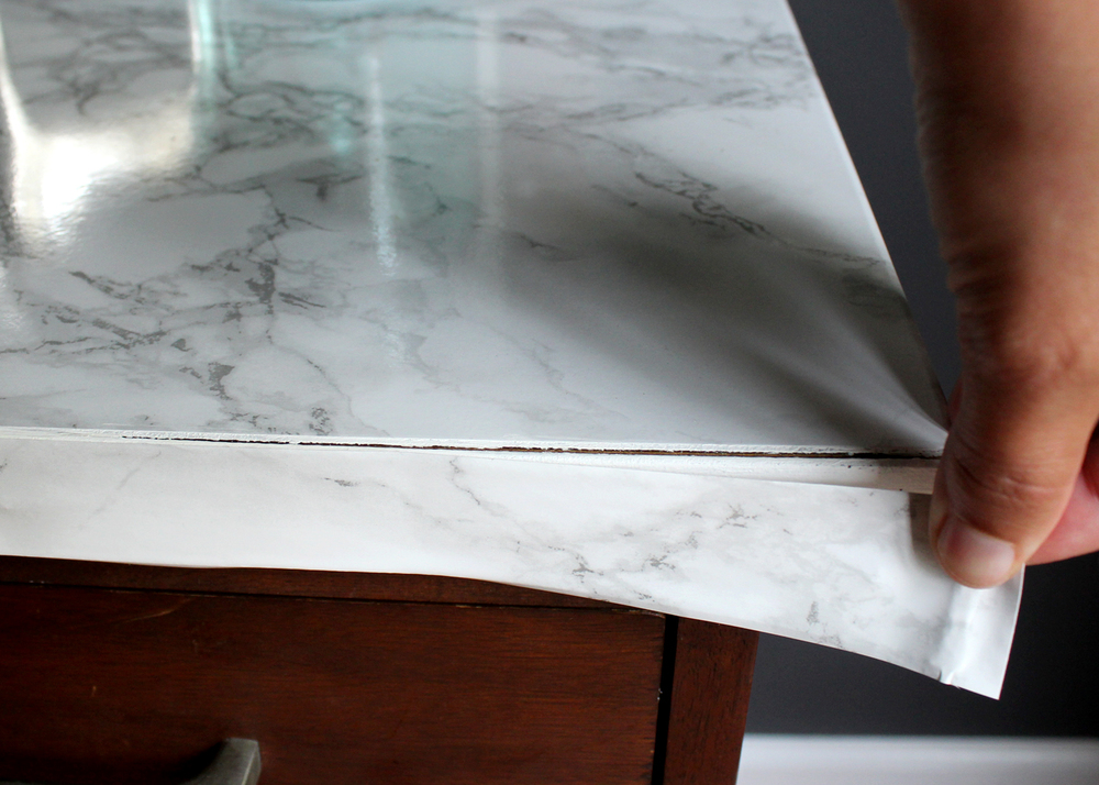 Faux Marble Contact Paper Tabletop — Tag & Tibby Design