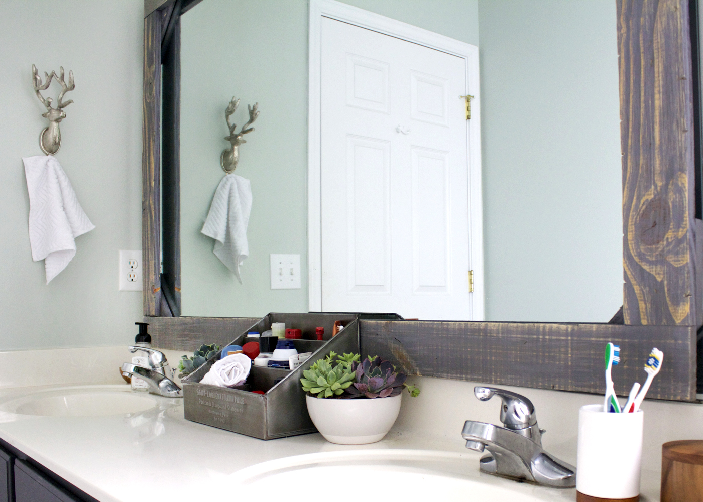 How To Frame A Mirror With Wood Tag, Rustic Vanity Mirror Ideas