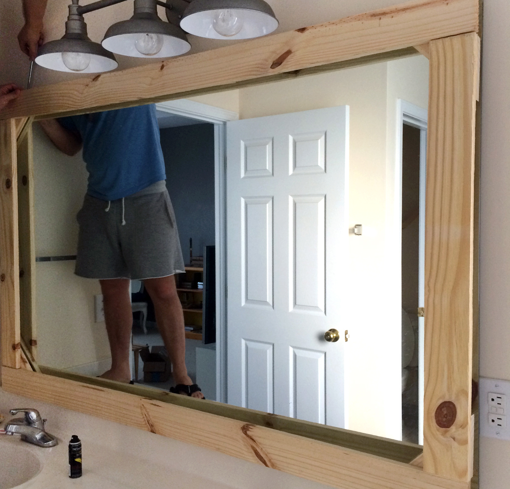 How To Frame A Mirror With Wood Tag, Wood Framed Mirror Diy