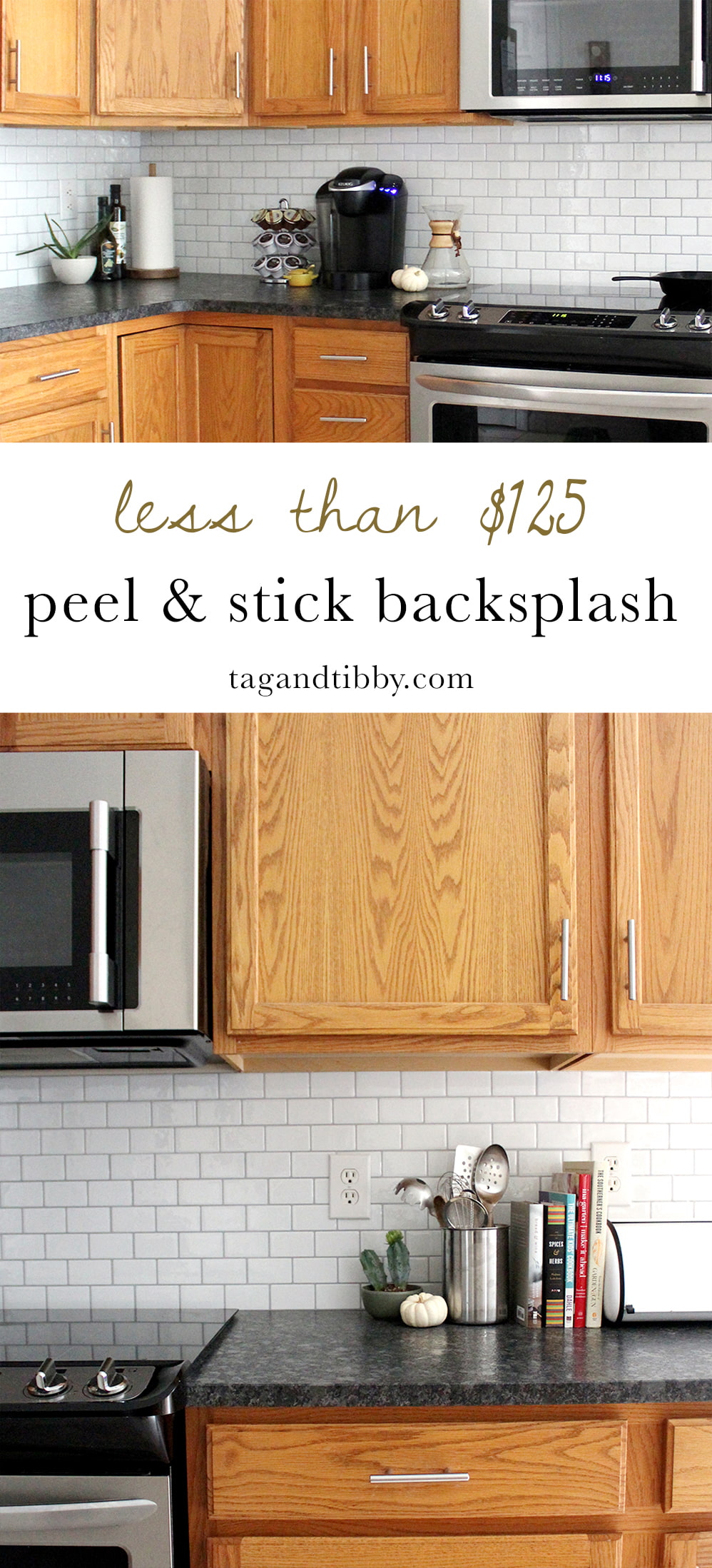 New Peel and Stick Subway Tile Backsplash — Tag & Tibby Design