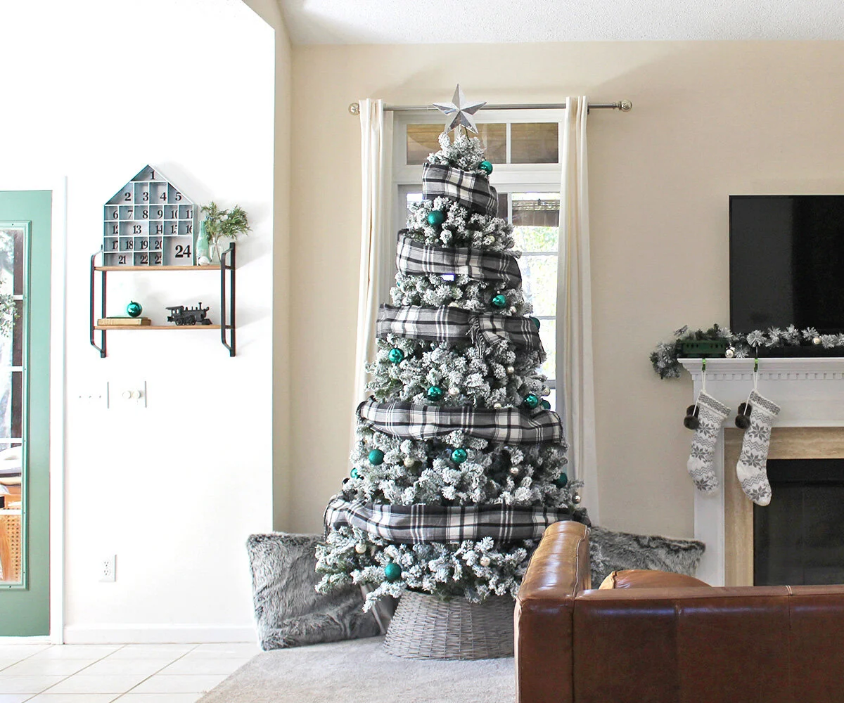 Flocked Christmas Tree Decorated With Scarves — Tag & Tibby Design