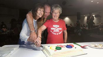 Cutting the birthday cake