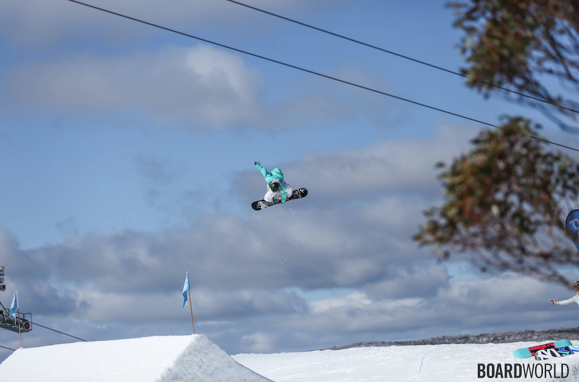 I won best trick at the Mile High World Snowboard Tour contest with a fs 720. Photo by @Boardworld
