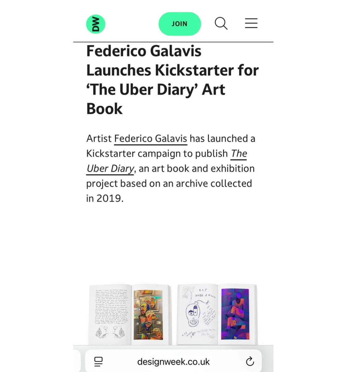 Design Week feature: Federico Galavis launches Kickstarter for The Uber Diary art book