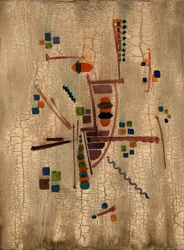 A Mask For Elegguá , 2017. Watercolor, oil, acrylic, plaster and lacquer on paper, 7 1/2 x 10 inches