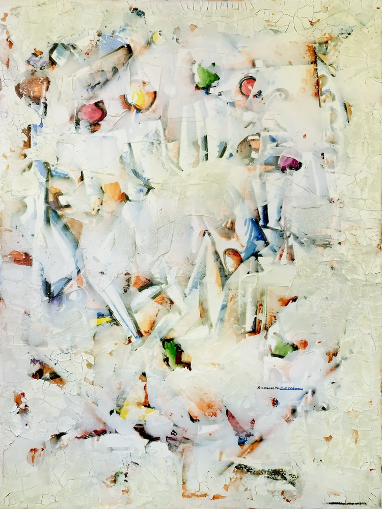 Varvara Stepanova (1894-1958) 2018 Watercolor, oil, acrylic and plaster on canvas 36 x 48 inches