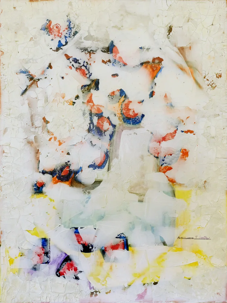 Margaret Mellis (1914-2009) 2018 Watercolor, oil, acrylic and plaster on canvas 36 x 48 inches