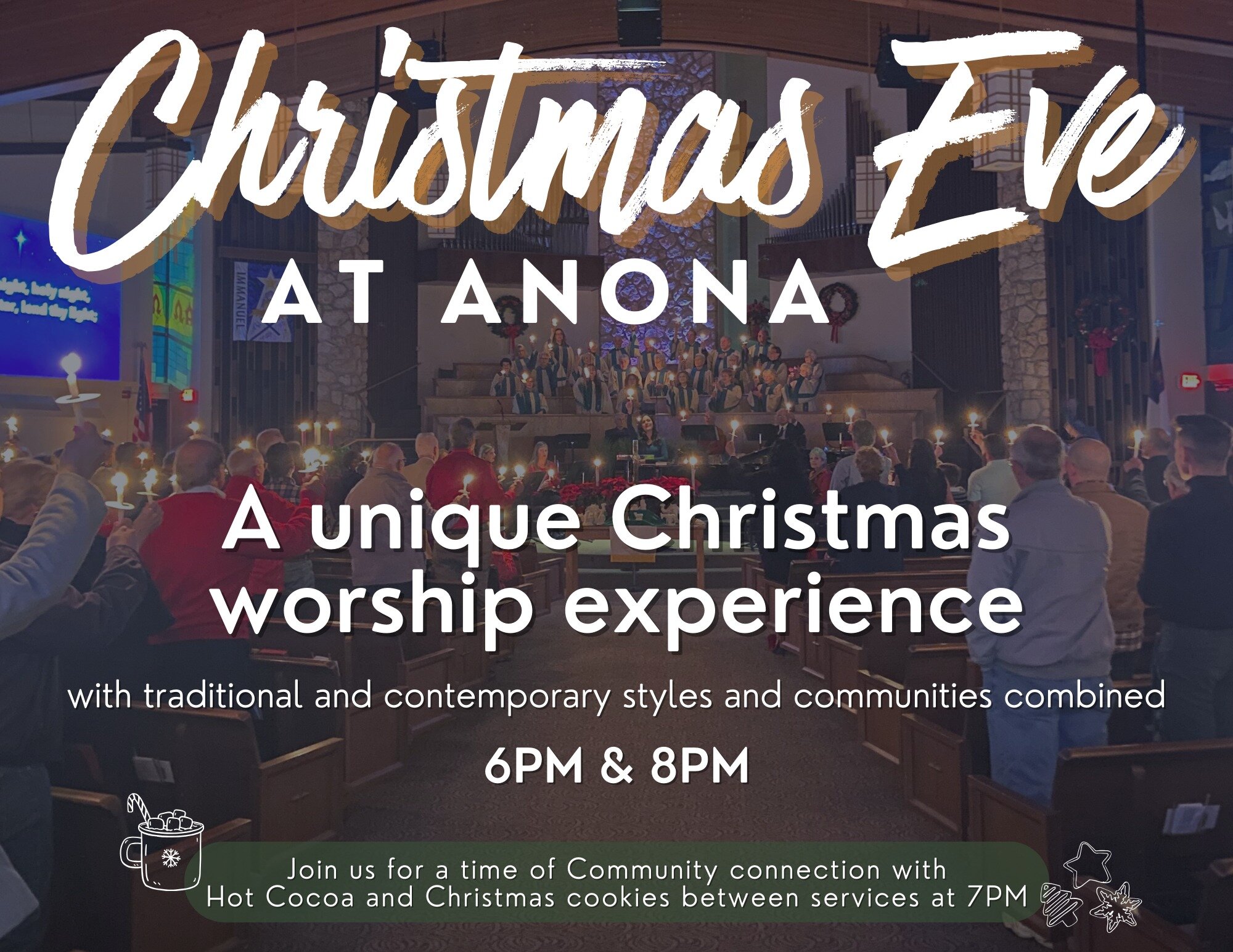 Have you already made your Christmas Eve plans? Join us for our unique Christmas worship experience at 6PM or 8PM, with quality community time in between!
