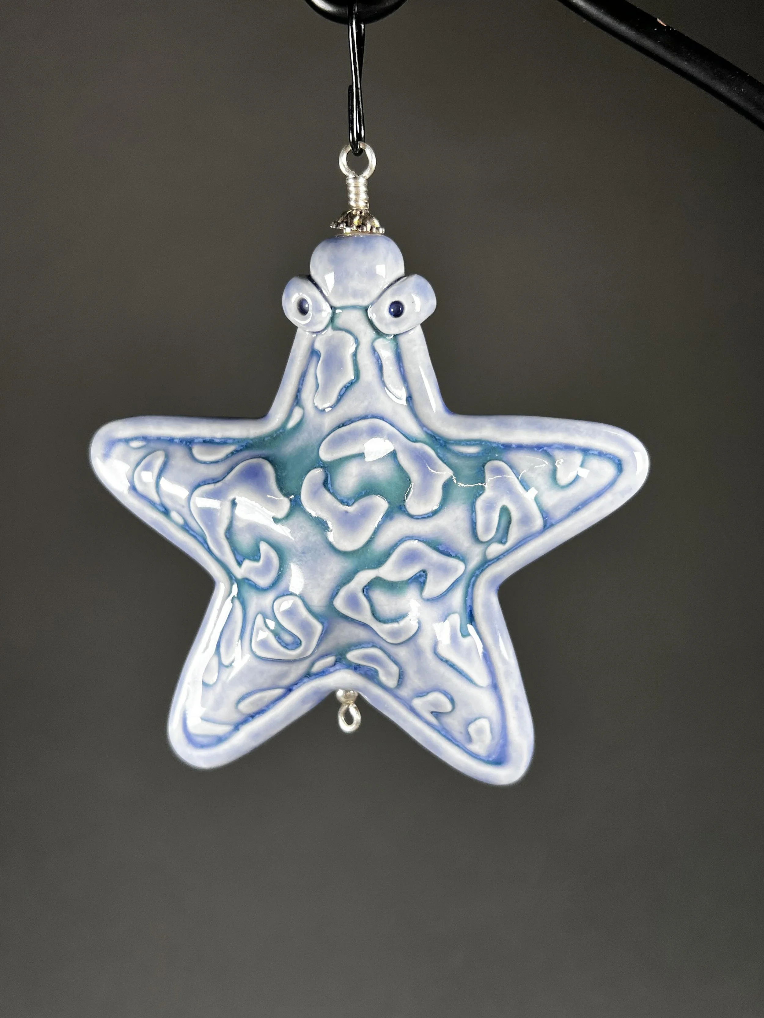 Blue Leopard Print Star Ornament