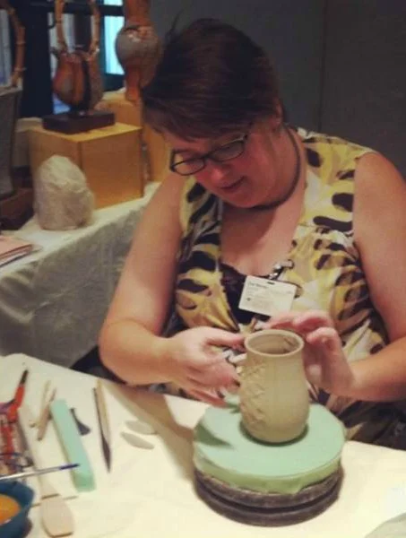 Demonstrating at the Folk Art Center on the Blue Ridge Parkway