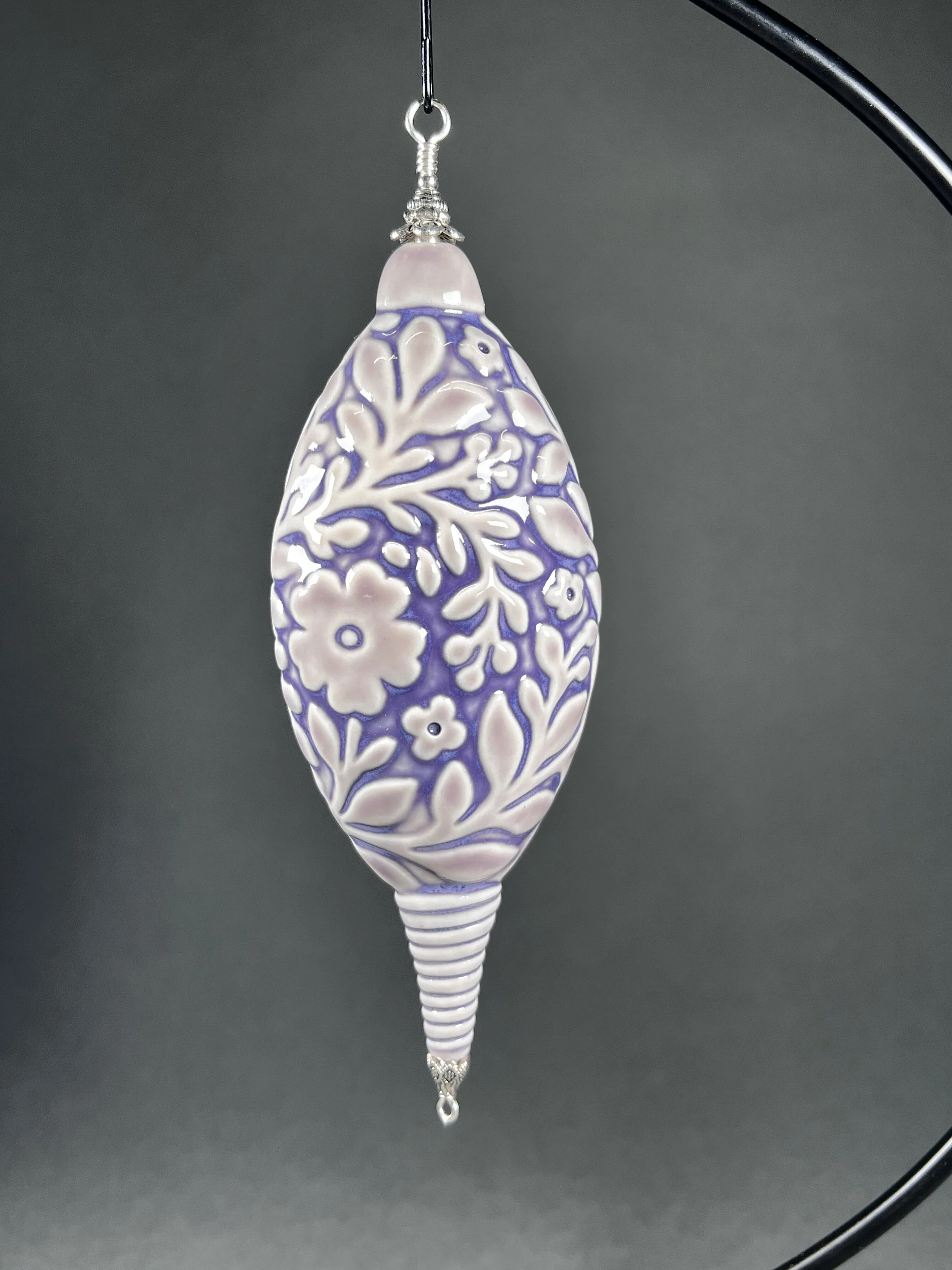 Oval Purple Floral Ornament
