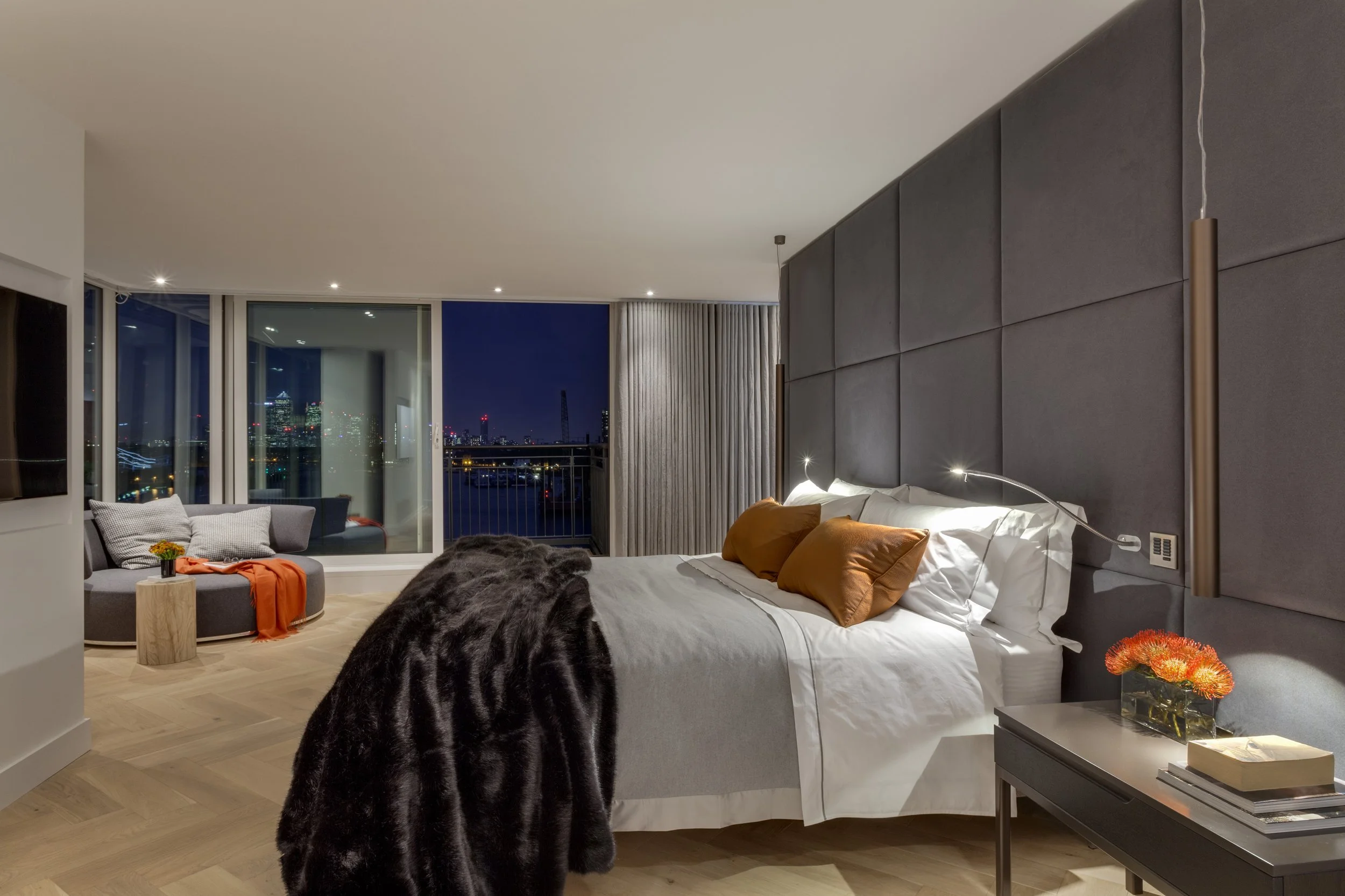 Bermondsey penthouse apartment bedroom interior design 