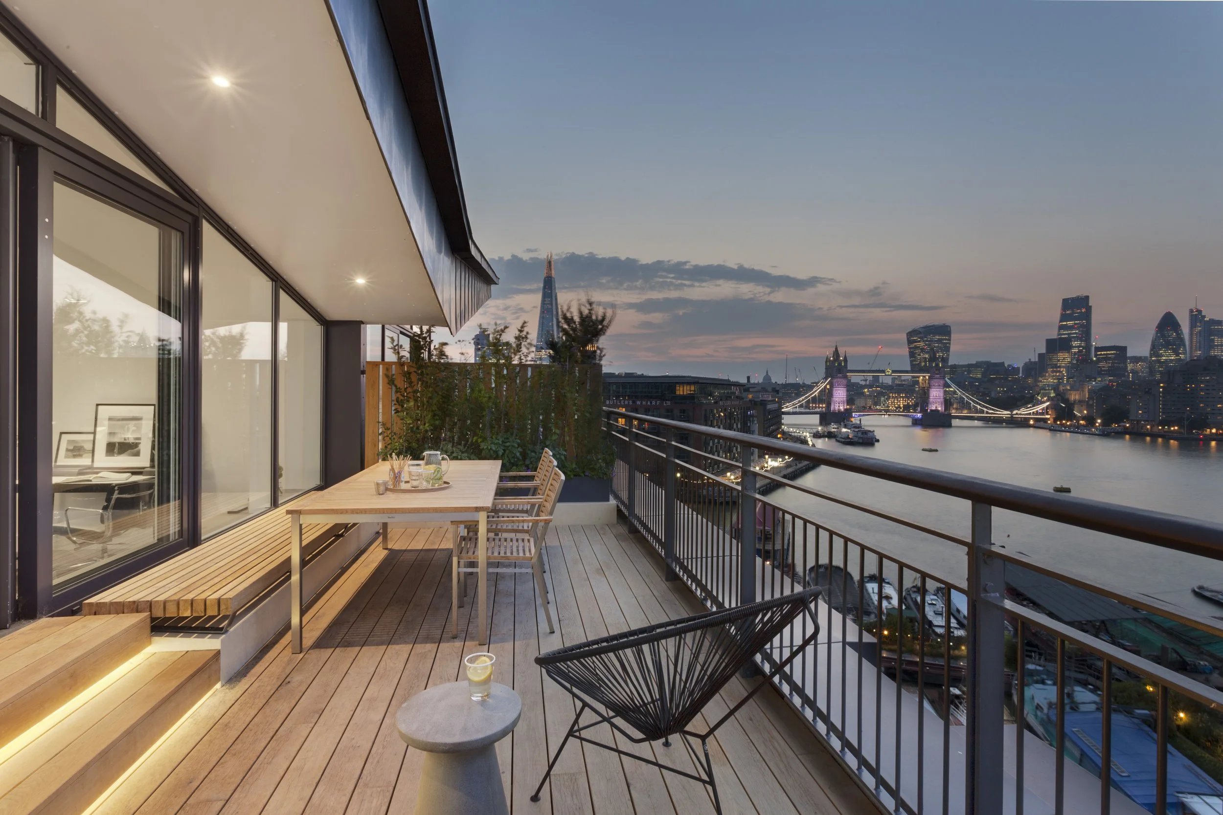 Terrace overlooking the Thames and City of London