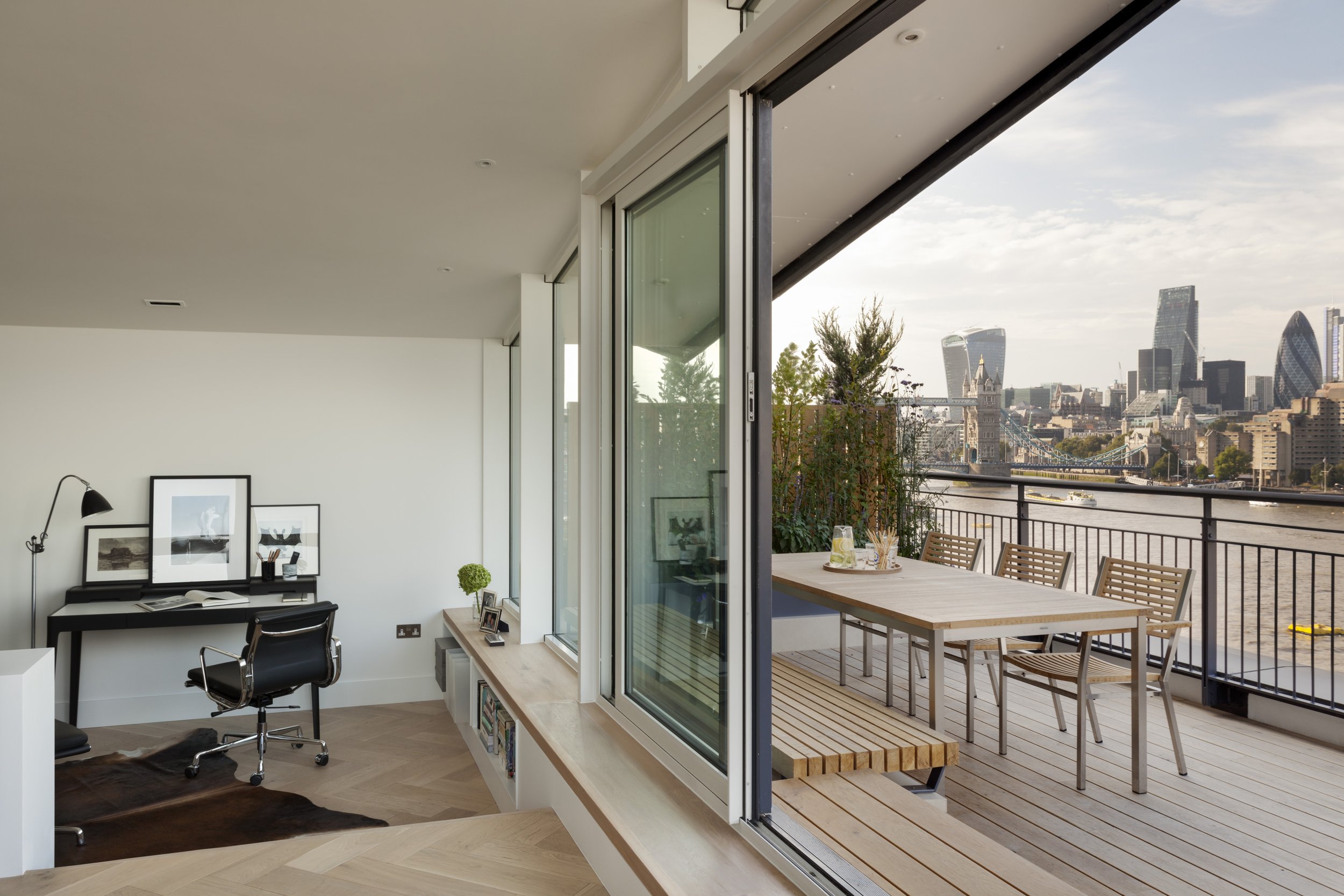 Bermondsey apartment overlooking tower bridge home study interior design 