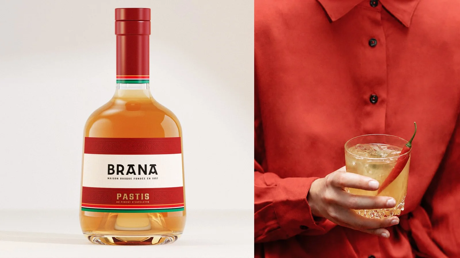 Design global Maison Brana — Pastis Maison Brana — identité packaging spiritueux basque par 2S Global Design