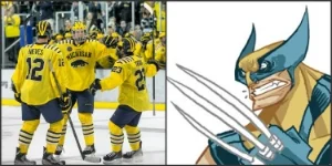 It's just natural that Wolverine would play for the Wolverines at some point. Color schemes already fit.
