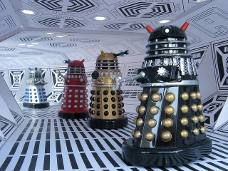"Want to exterminate all life in the galaxy but black and silver is too boring? Try new Daleks in a variety of color choices!"