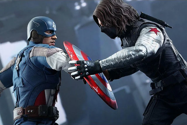 WInter Soldier: I just want to give you a hug, Steve. I wish I knew how to quit you!!!! Cap: Bucky...seriously, you have to let go of my shield. Plus, I was frozen and don't get that reference.