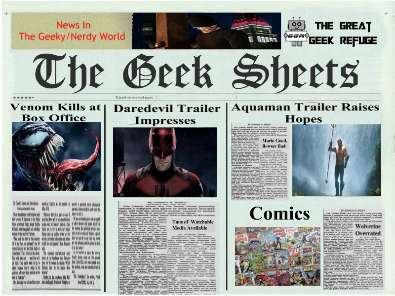 Geek Sheets: Aquaman Trailer, Daredevil Preview and Venom Kills at Box Office
