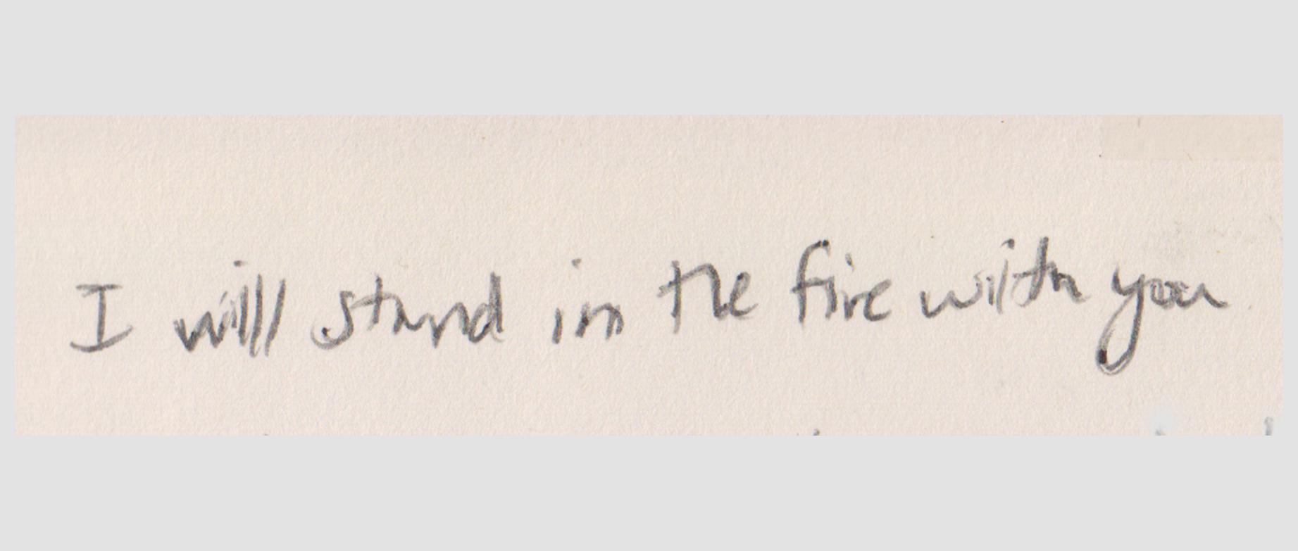 I will stand in the fire with you