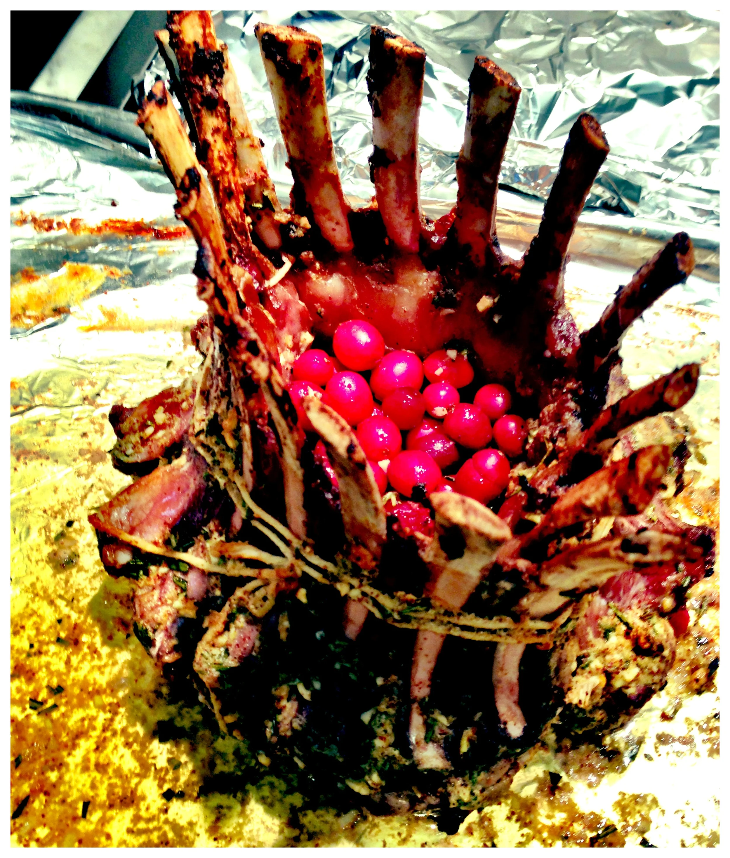 Mustard Lamb Crown w/ Cherries