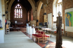 setting up the exhibition