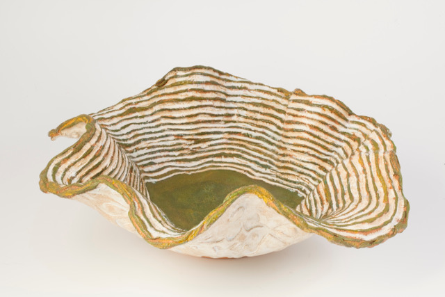 Bowl from 'Eggerdon Hill' landscape series Earthenware with locally sourced slips and glazes. 2014 Similar bowl: £60-80.00