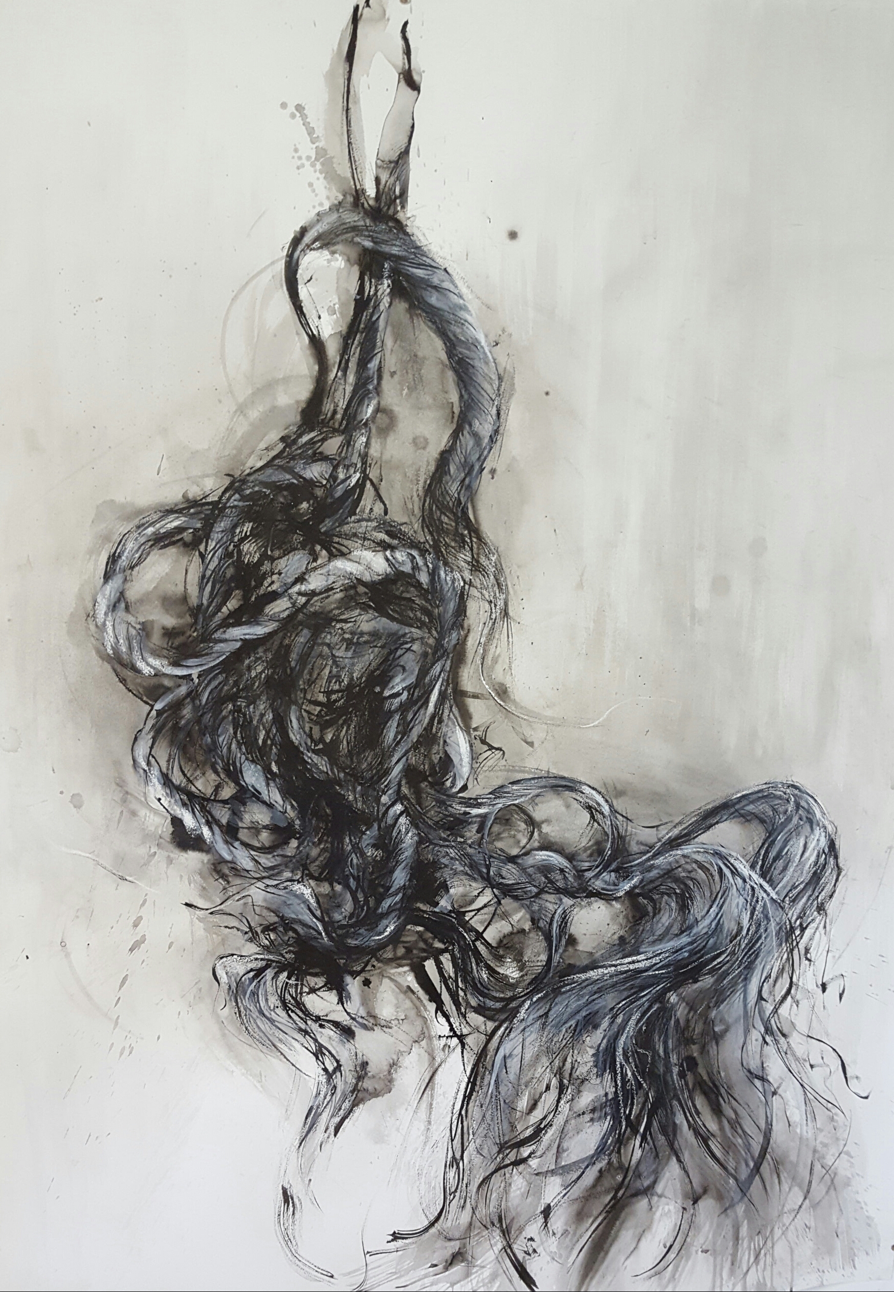 Ocean Drifter, Kimmeridge, 2016, ink and chalk on paper, 150 x 120cm