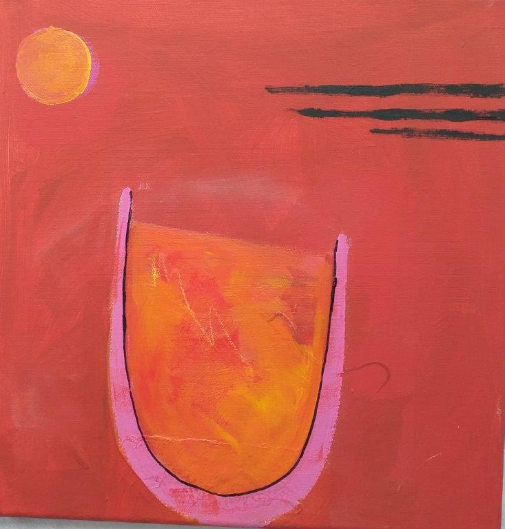 Crock of Gold - 37x37cm including frame, mixed media on canvas
