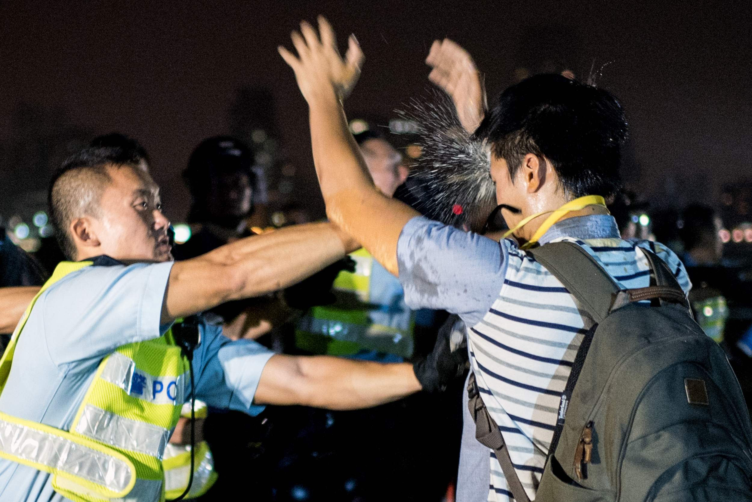 Protester pepper sprayed