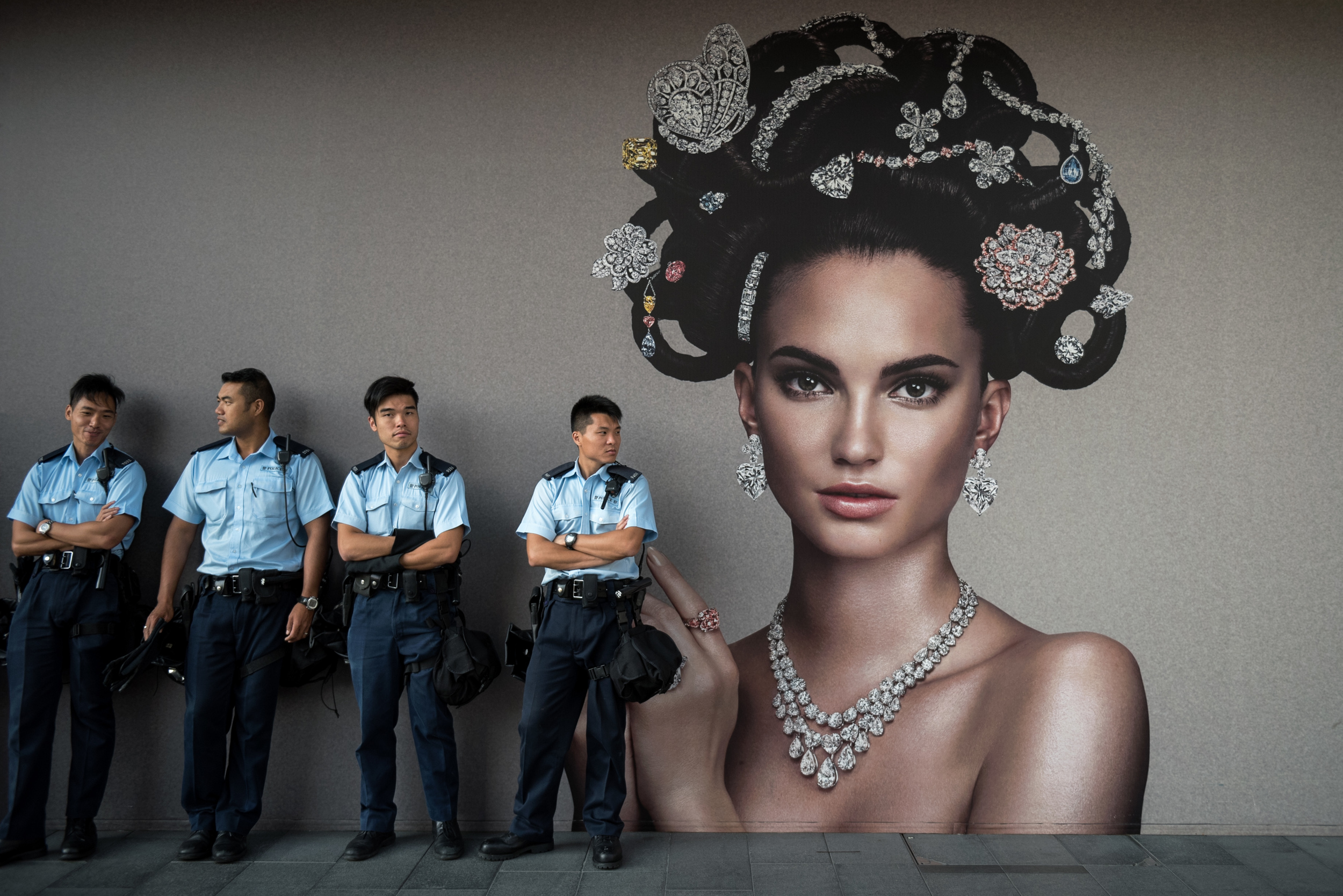 Police and billboard