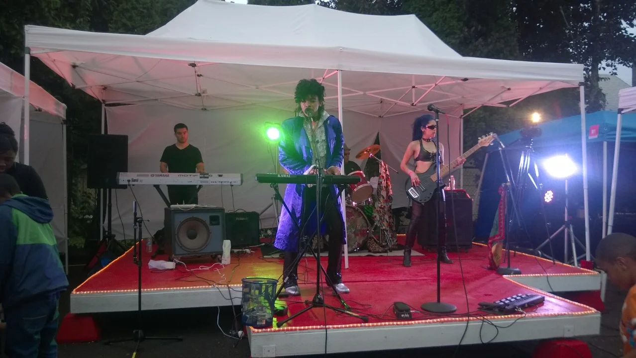 The lead had the perfect look for this Prince cover band!