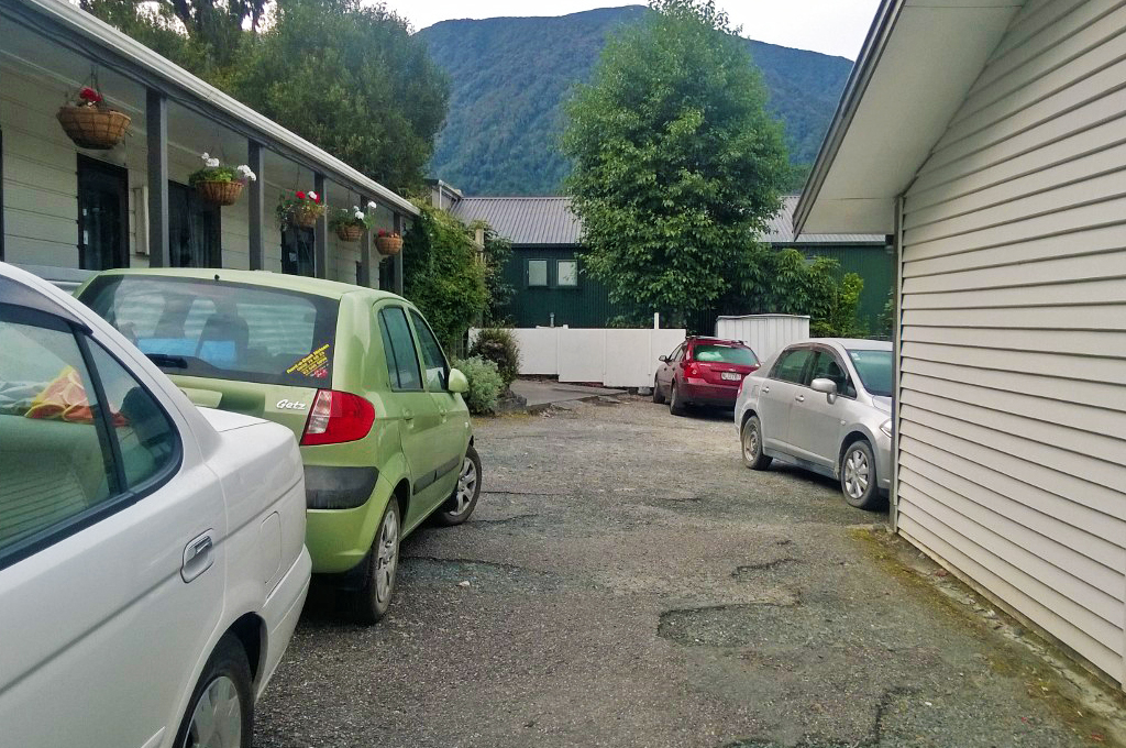 The parking lot after moving the car (green) back