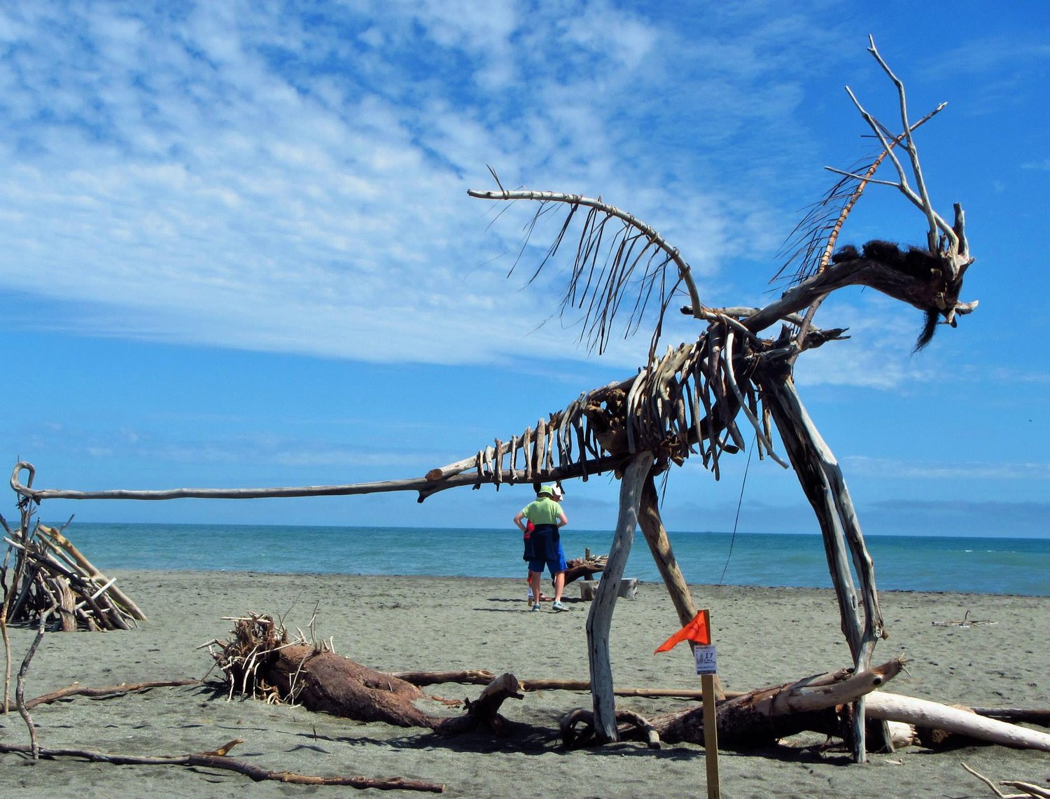 Driftwood art in the cool little town of Hokitika, New Zealand