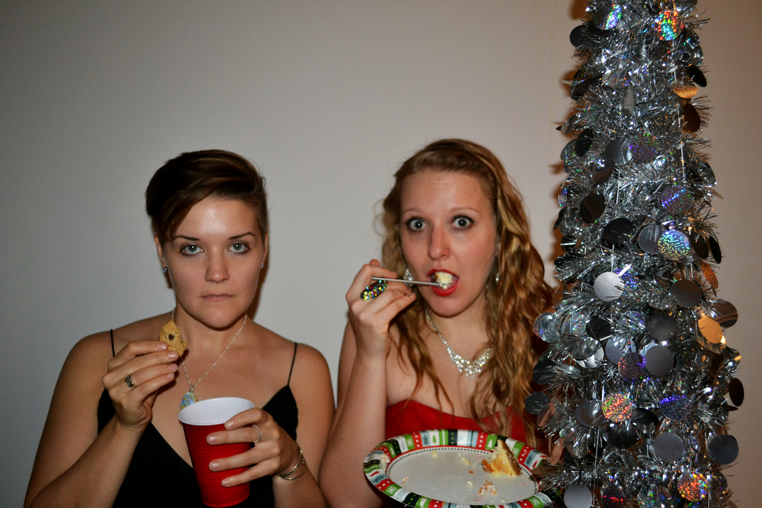 Dasha and I eating some sweets to bring in the 2016 new year.