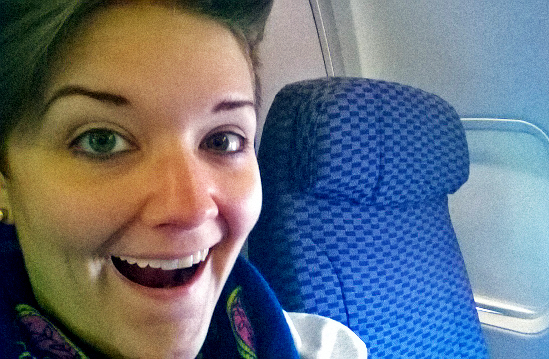 Selfie in my perfectly fabulous economy seating on the way to San Francisco