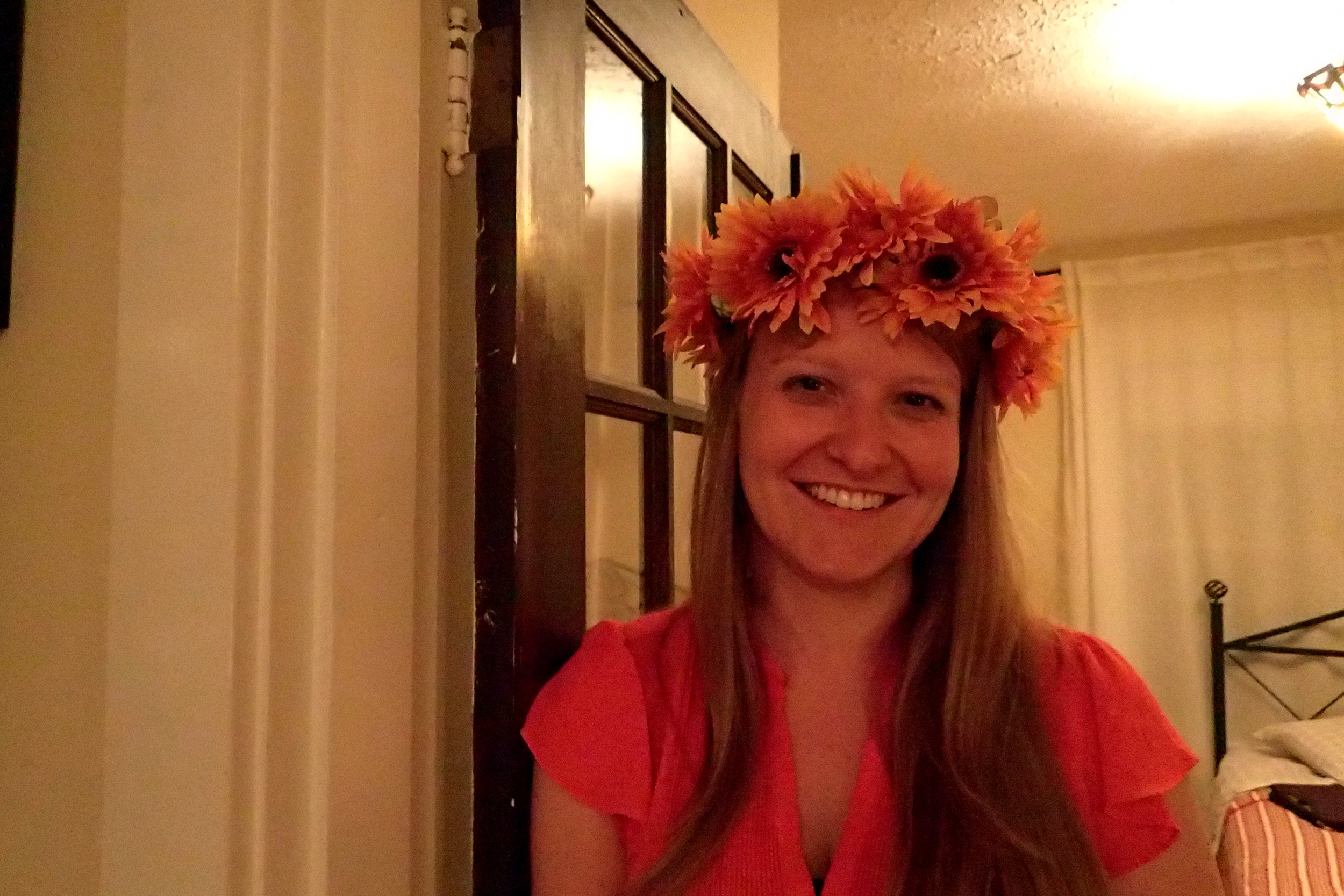 Standing in our Airbnb before going out, Dasha has no idea about the surprise that awaited her!