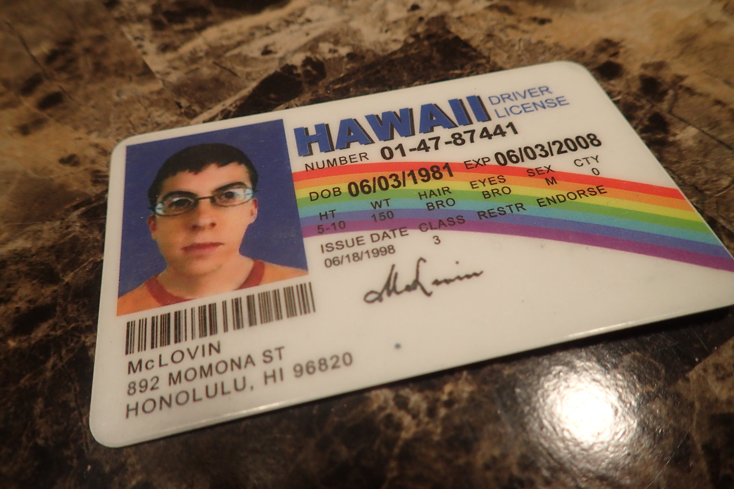 This is the ID I showed the TSA agent. Just kidding! ;)