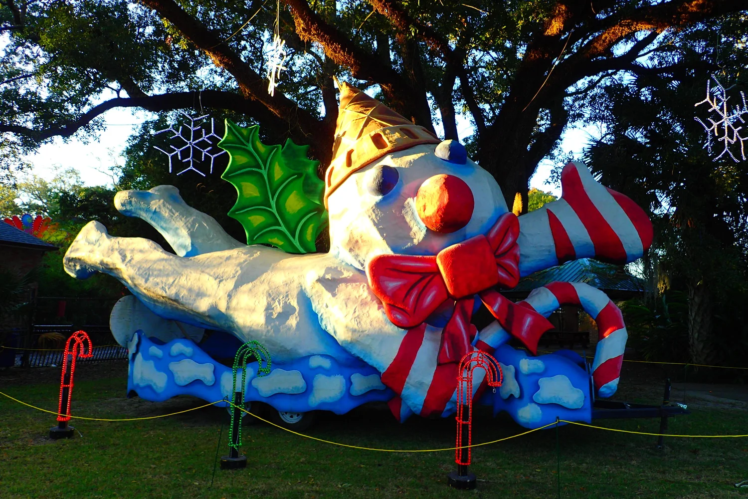 Mr. Bingle lit up at Celebration in the Oaks in City Park