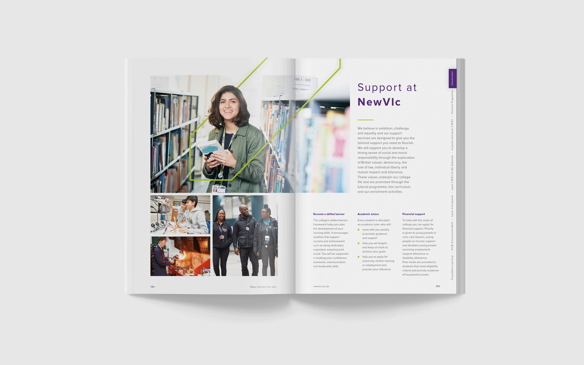  I chose to centre my design around the concept of thinking outside the box to represent the college’s focus on broader areas of study, skill and personal development. 