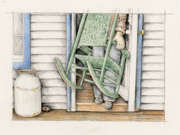 The mouse watches the old lady move out