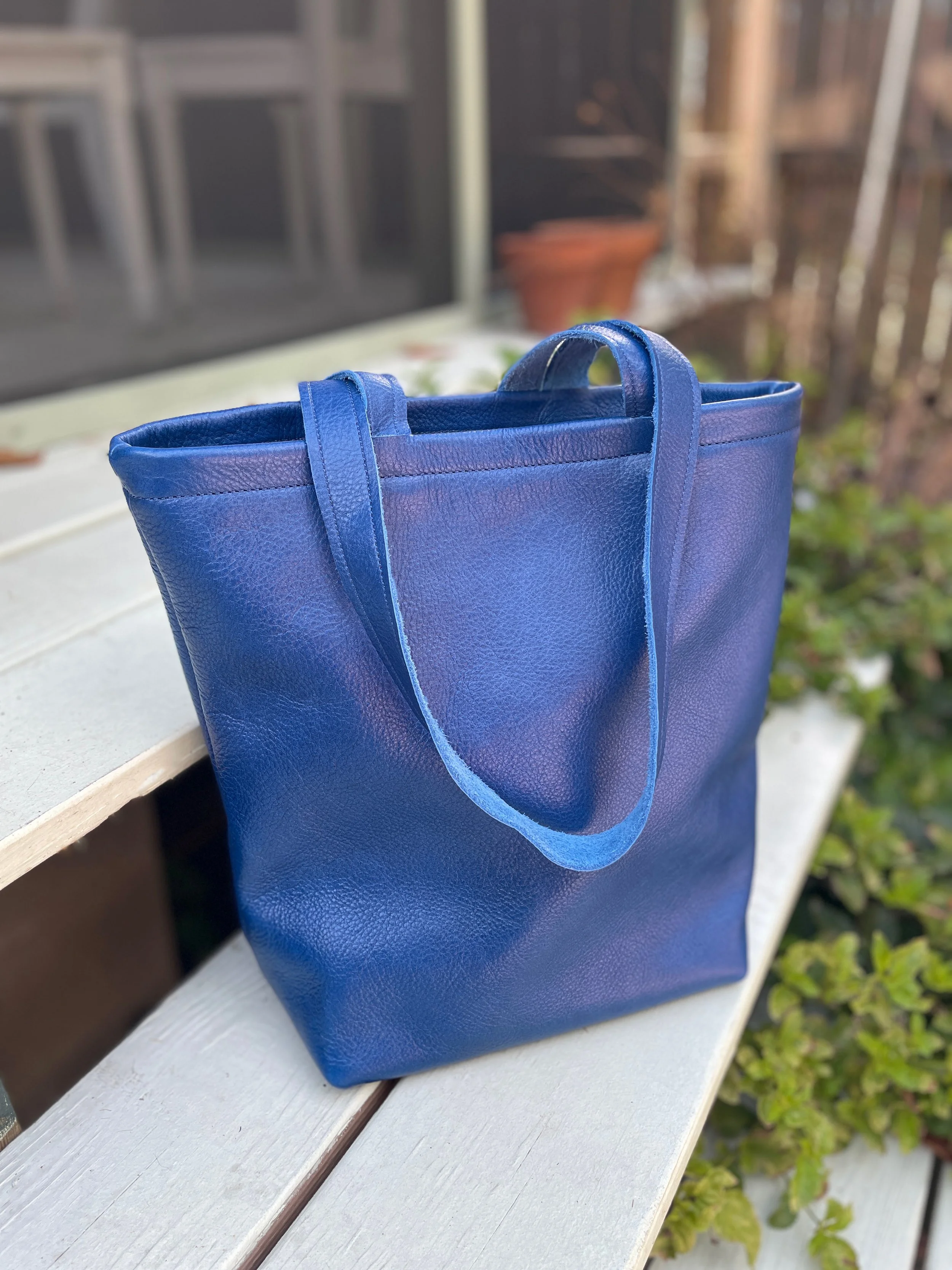 Leather Tote (blue)