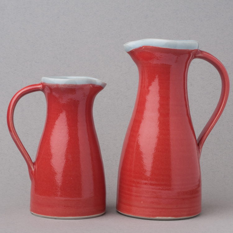 Topsy Jewell beautiful red ceramic jugs
