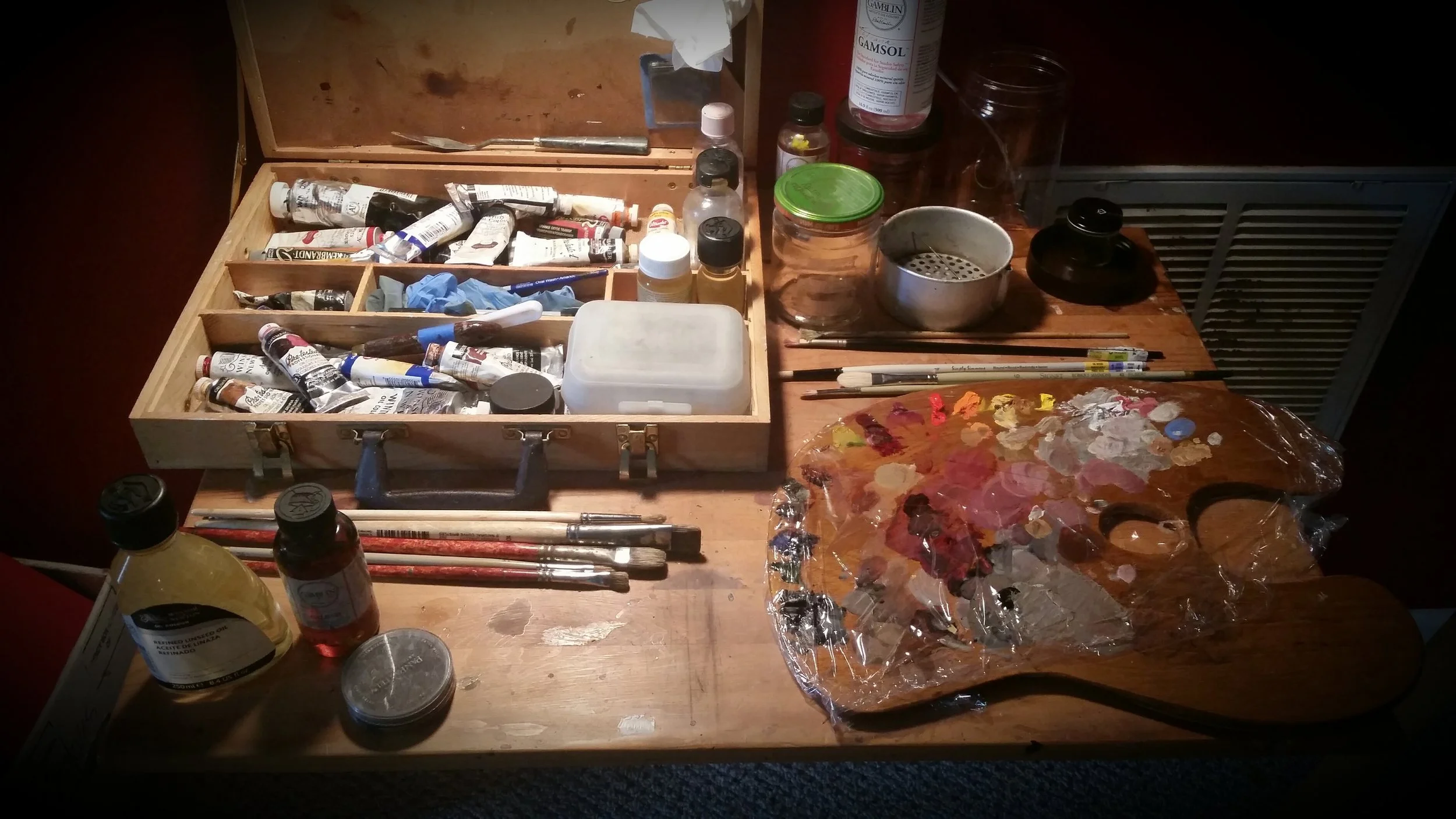 back painting at home this summer but this time in oils