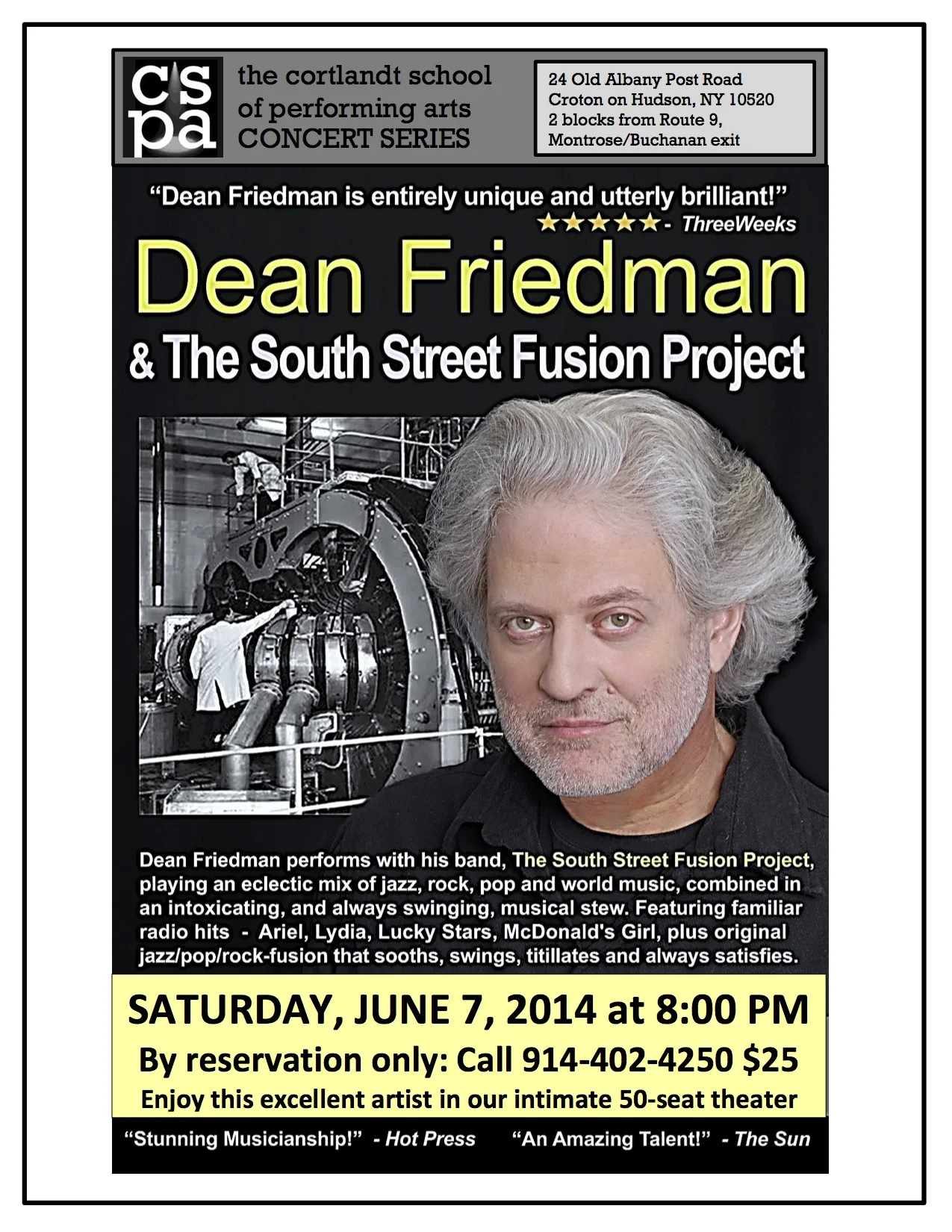 Dean Friedman, 70's pop /rock star performed live at CSPA! What a thrill.