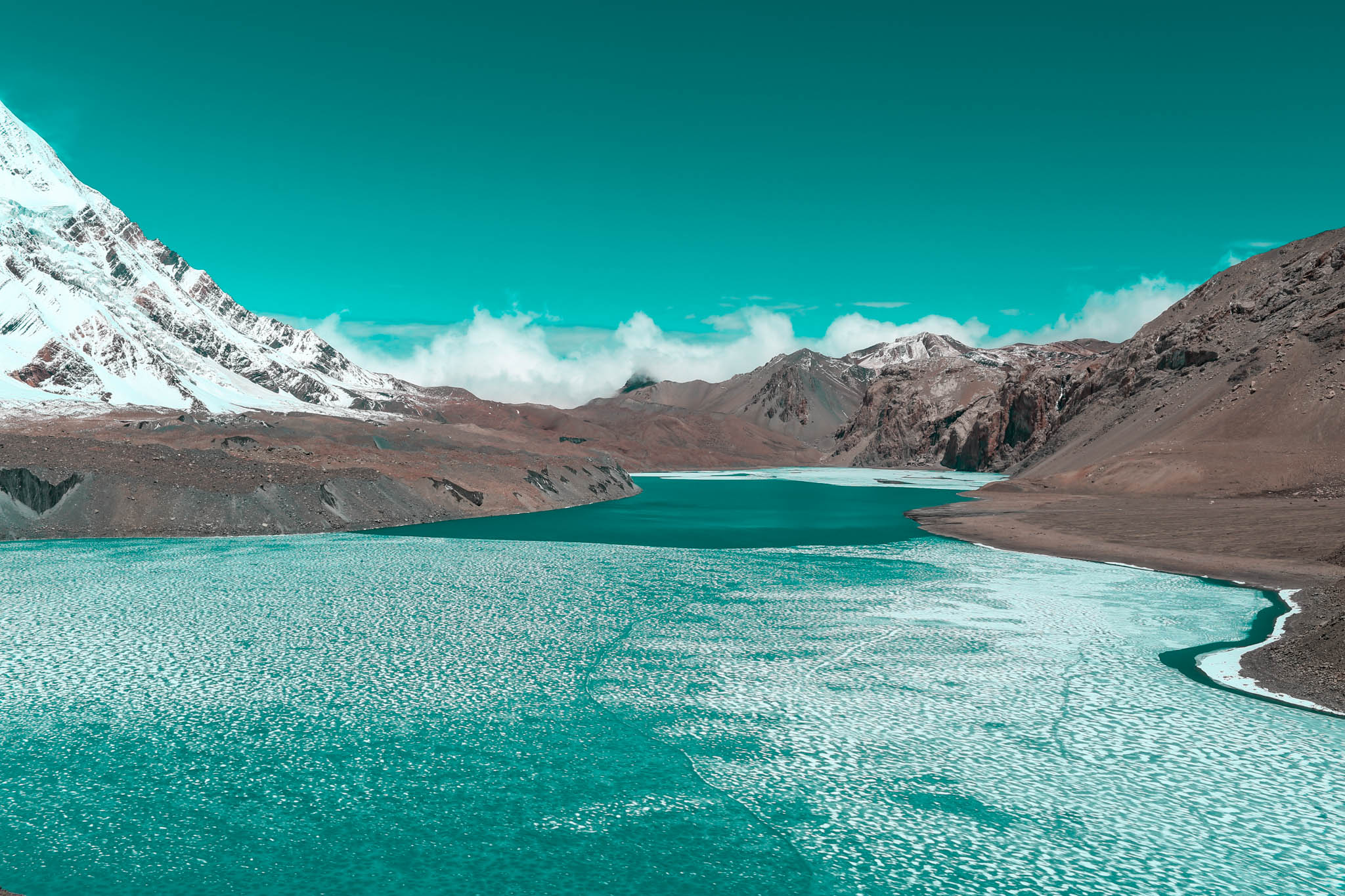The largest and highest lake in the world, Lake Tilicho, Nepal.