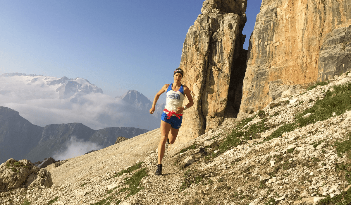 Hanny running through the Dolomites in Italy. Credit Graham Hammond