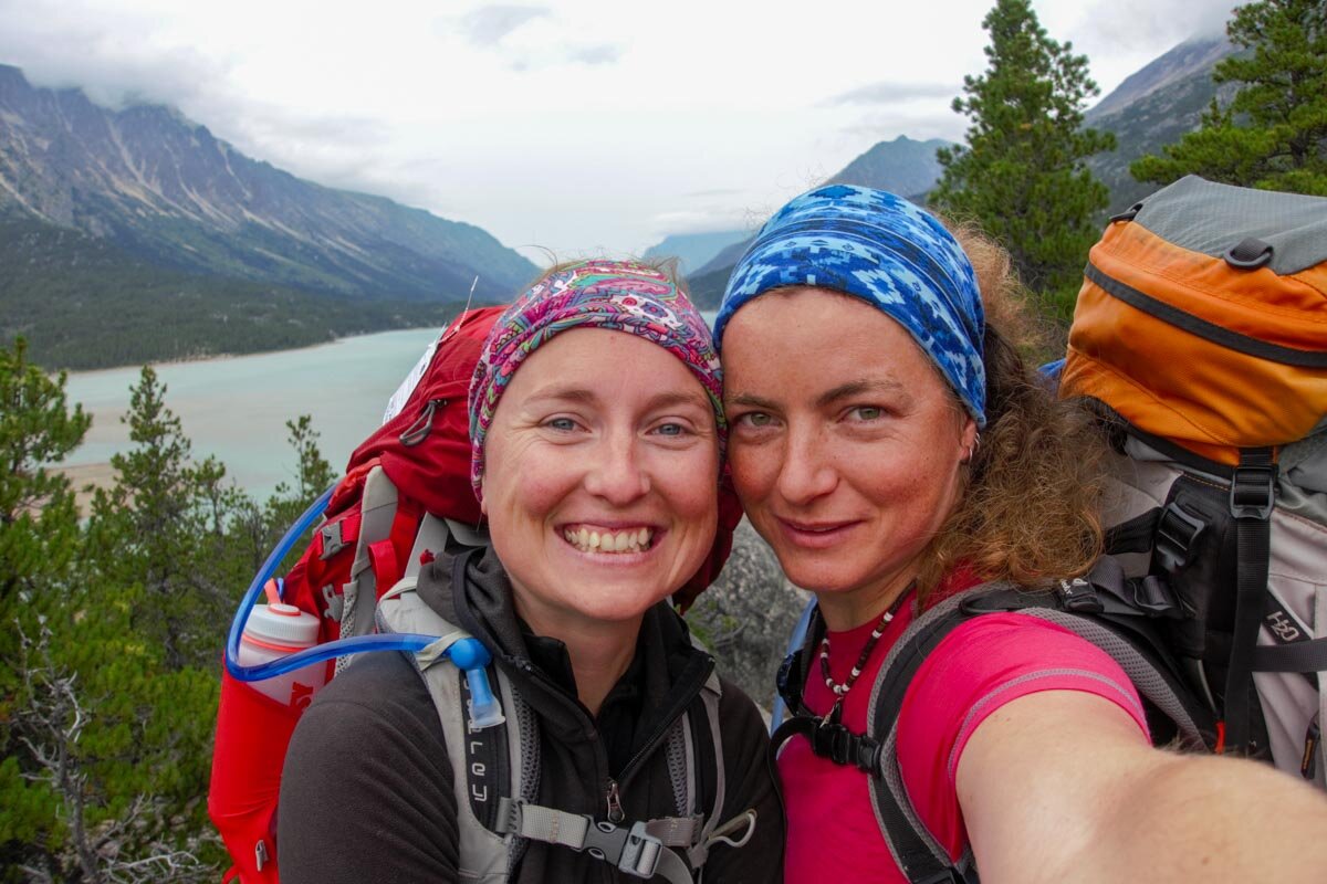 Silke and fellow guide Chloe guiding the Chilkoot Trail. Image Ruby Range Adventures