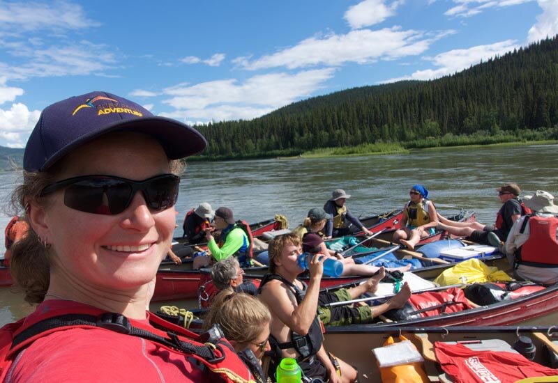 Silke with her group on a canoe tour. Image Red Ruby Adventures